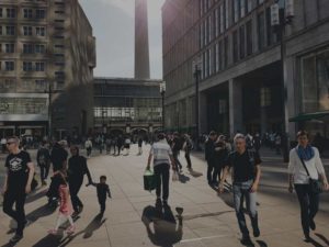 People walking in city